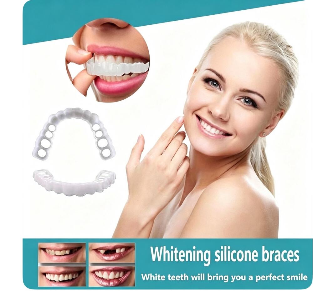 Reusable Heat Moldable TPU Snap-On Simulated Teeth Veneers for Men & Women